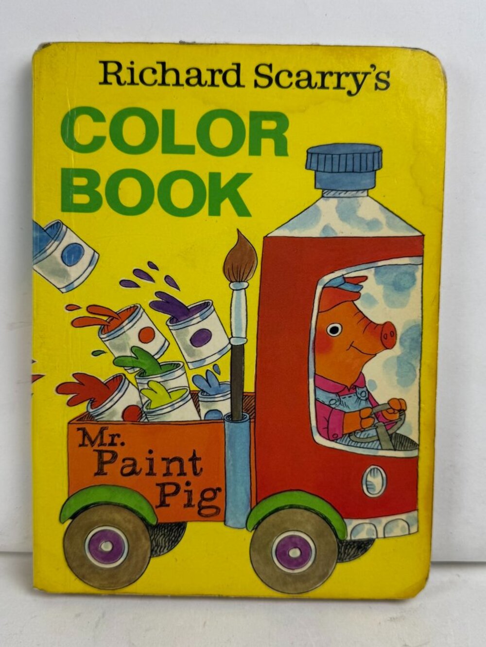 Vintage Richard Scarry's Color Book Mr. Paint Pig Board Book Illustrated Retro